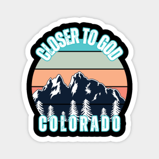 Closer to God Colorado T-Shirt – Retro Mountain Sunset Christian Outdoors Tee Magnet