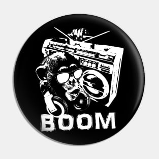 White Monkey Boombox Pin