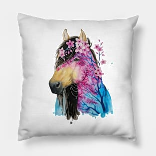 Horse pink flowers Pillow