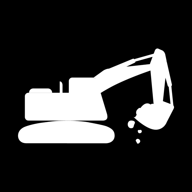 Excavator White Silhouette Digger Art by samshirts