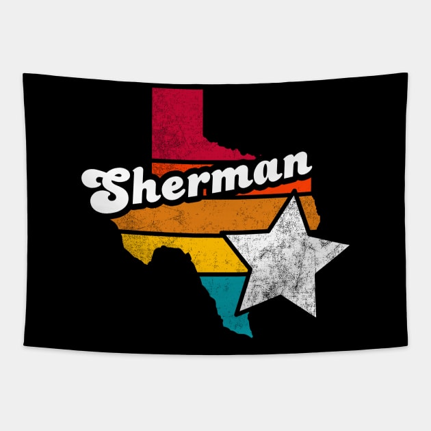 Sherman Texas Vintage Distressed Souvenir Tapestry by NickDezArts