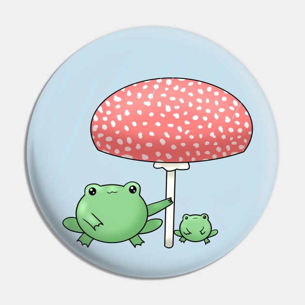 Cute Frog Hiding From The Rain Pin by TheQueerPotato