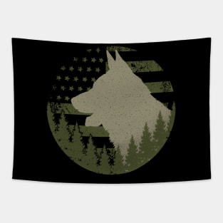 German Shepherd American Flag Tapestry