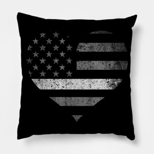 Thin Silver Line Flag Heart - Corrections Wife Pillow