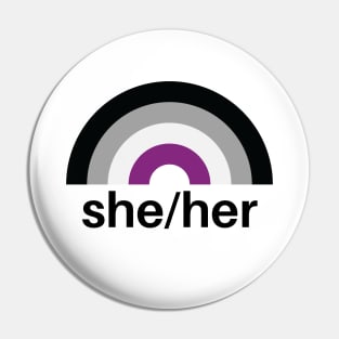 She/Her Pronouns Asexual Rainbow Pin