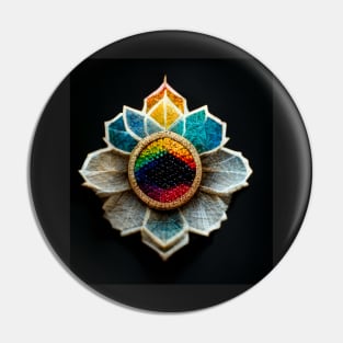 embroidered Rainbow flower mandala Pin