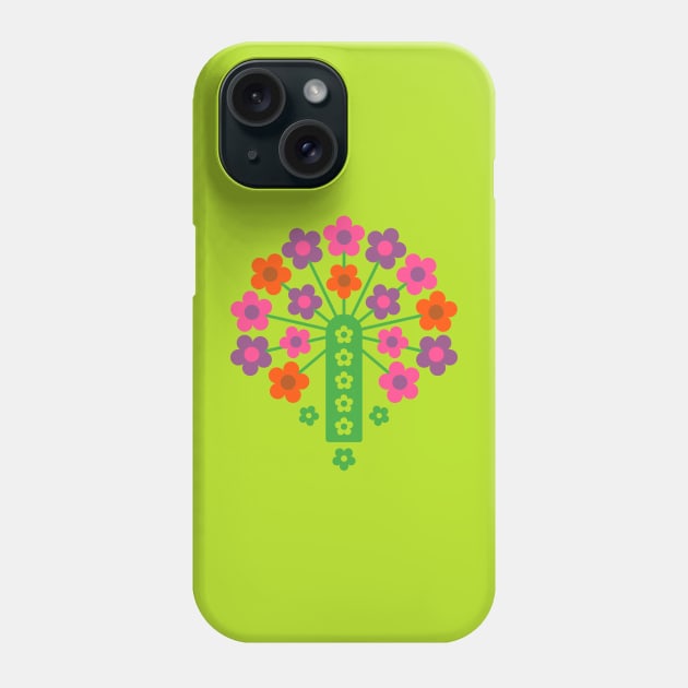 COW PARSLEY Retro Seventies 1970s Floral Botanical Pattern in Groovy Green Lime Fuchsia Pink Purple Orange Brown Phone Case by UnBlink Studio by Jackie Tahara