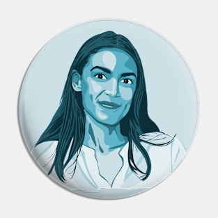 Alexandria Ocasio-Cortez Blue Portrait Pin