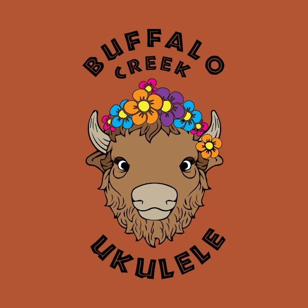 Buffalo Creek Ukulele T-Shirt_Black Text by Sara Howard