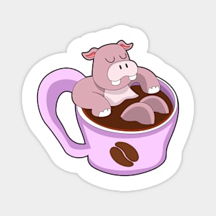 Hippo with Cup of Coffee Magnet