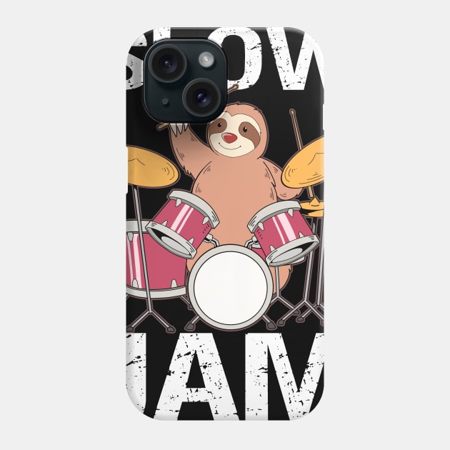 Sloth Drumming Gift Print Slow Jam Drummer Present Print Phone Case by Linco