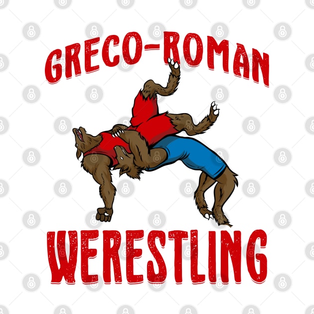 Halloween Greco-Roman Wrestler Werewolf by Gold Wings Tees