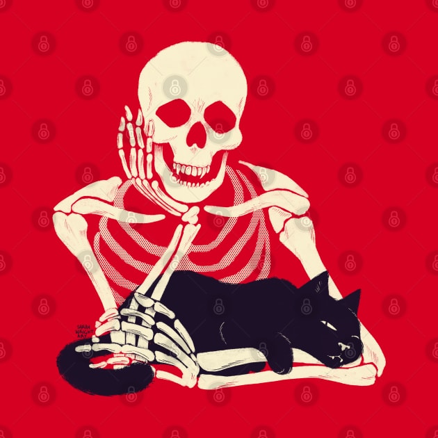 Cat and Skeleton by SarahWrightArt