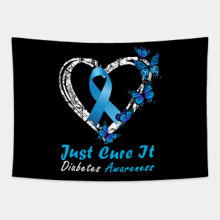 Just Cure It Diabetes Awareness Ribbon Butterfly Tapestry