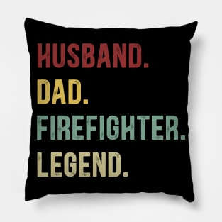 Firefighter Funny Vintage Retro Shirt Husband Dad Firefighter Legend Pillow