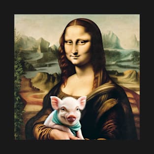 Mona Lisa's Piggy Pal: Celebrate National Pig Day T-Shirt