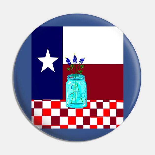 Texas State Flower and Texas Flag Vintage Pin by YudyisJudy