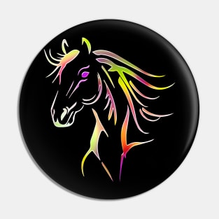 Horse Animal Wildlife Forest Nature Chrome Graphic Pin