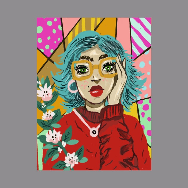 Pop Art Girl, Retro Style, Geometric by LunaElizabeth