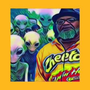 Green bearded black aliens By Curtis Wilcox T-Shirt