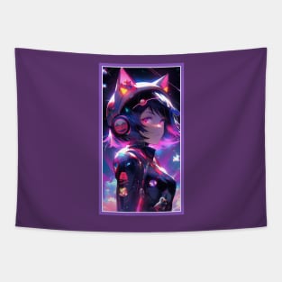 Anime Sci-Fi Cat Girl | Quality Anime Girl Artwork | Manga Girl Anime Art Tapestry