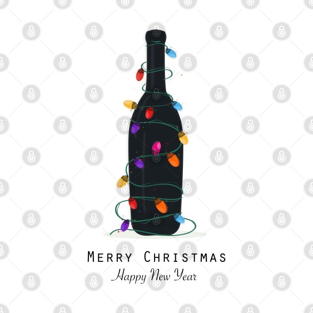 Black bottle with christmas lights bulbs by GULSENGUNEL