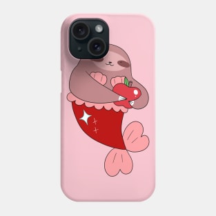 Red Apple Mermaid Sloth Phone Case