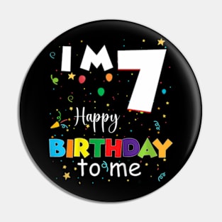 Kids Seven 7Yr 7Th Birthday Happy Birthday Boys Girls 7 Years Old Pin