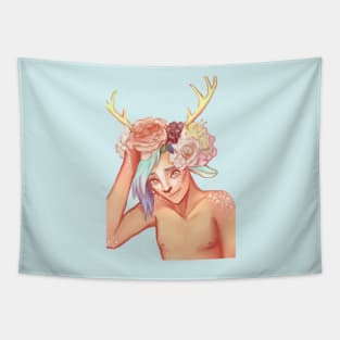 Floral Deer Tapestry