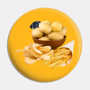 Potato Pug with Potatoes, Potato Chips, and French Fries Pin