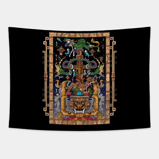 Ancient Mayan King Pakal Tapestry by underheaven