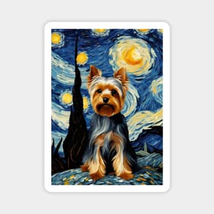 Dog Breed in a Van Gogh Starry Night Art Style Yorkshire Terrier Yorkie Magnet