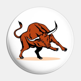 Raging Texas Longhorn Bull Retro Pin