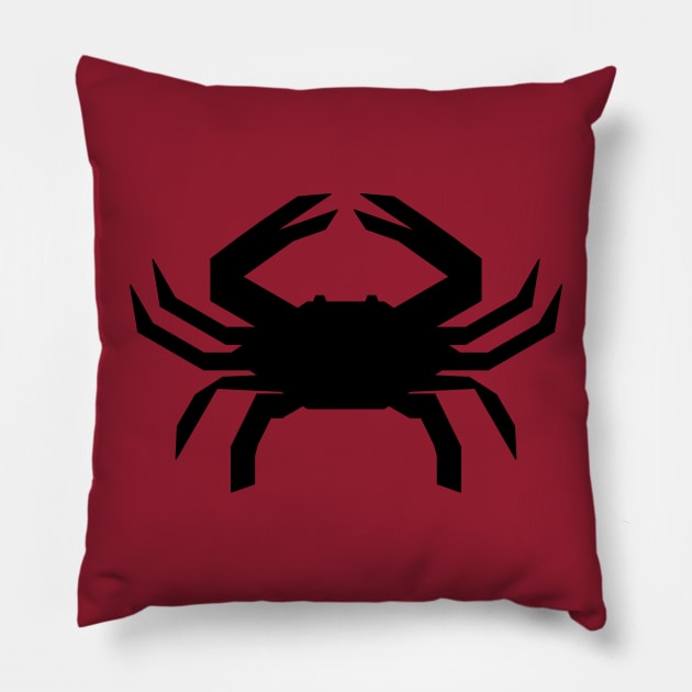 Radioactive Crab Logo Black on Red Pillow by IORS