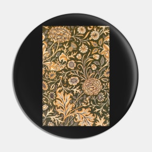 Antique Yellow Floral Vintage Wallpaper Pattern Pin