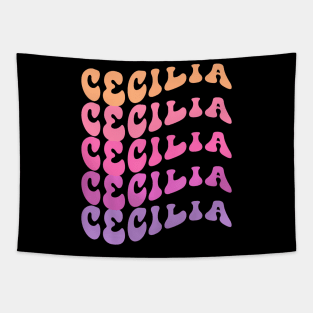 Cecilia First Name I Love Cecilia Girl Boy Groovy Tapestry