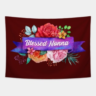 Blessed Nonna Floral Design with Watercolor Roses Tapestry