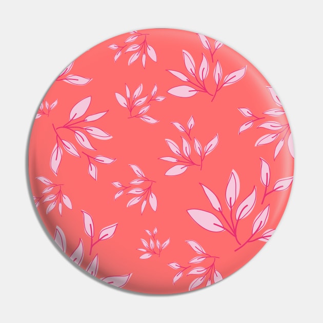 Pink leaves decorative pattern Pin by HR-the-Chemist