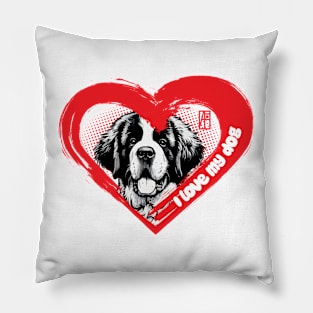 I Love My Saint Bernard - Rescue dog - I Love my dog Pillow