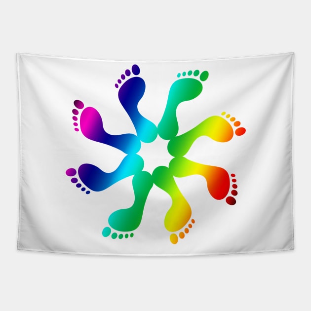 Colorful foot pinwheel Tapestry by Balanceandharmonyforreflexologists