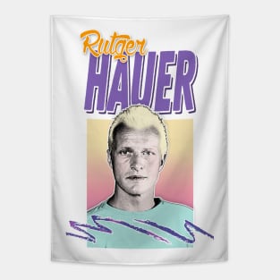 Rutger Hauer 80s Styled Aesthetic Retro Design Tapestry