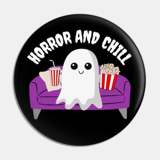 Funny Ghost Horror and Chill Eating and Watching TV Pin