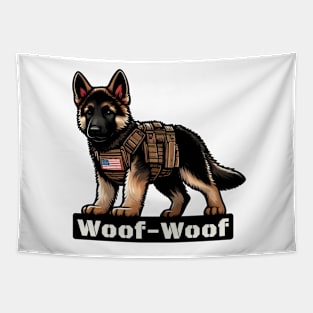 Tactical German Shepard Puppy Tapestry