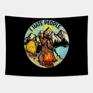 Bear Camping I Hate People, Gift T Shirt Tapestry