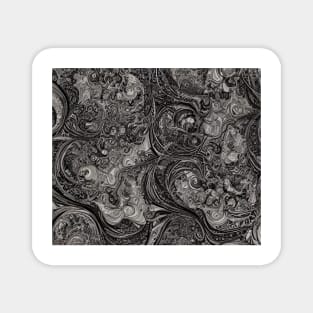 Abstract Dark Black and White Ornate Graphite Drawing Magnet