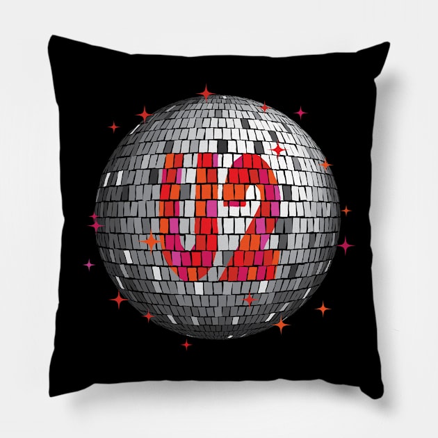 U2 Disco Ball | Red Pillow by Rad Love