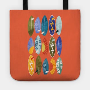 Surfboard on orange Tote