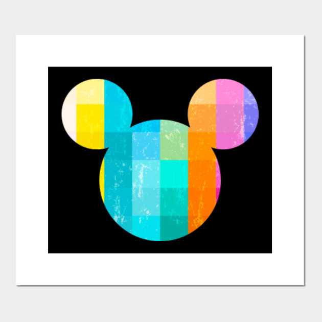 Colorful Squares Geometric Abstract Aesthetic Painting Mouse Ears