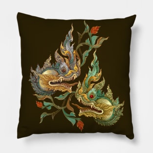 Thai art Naga head. Pillow