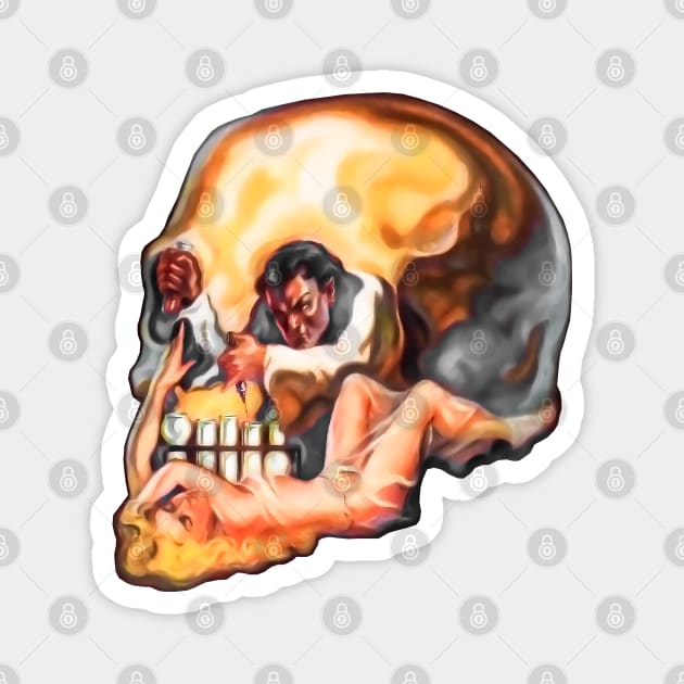 Skull Mad Scientist Doctor Horror Comic Retro Vintage Magnet by REVISTANGO